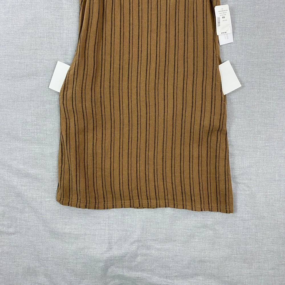 Cleo Petites Shift Dress Brown Striped Sleeveless Square Neck XS NEW with tags - Picture 6 of 8